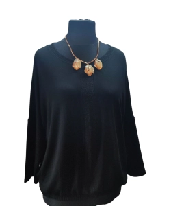 Wieczorowa Bluzka bombka z błyszczącym wstawkami - czarna